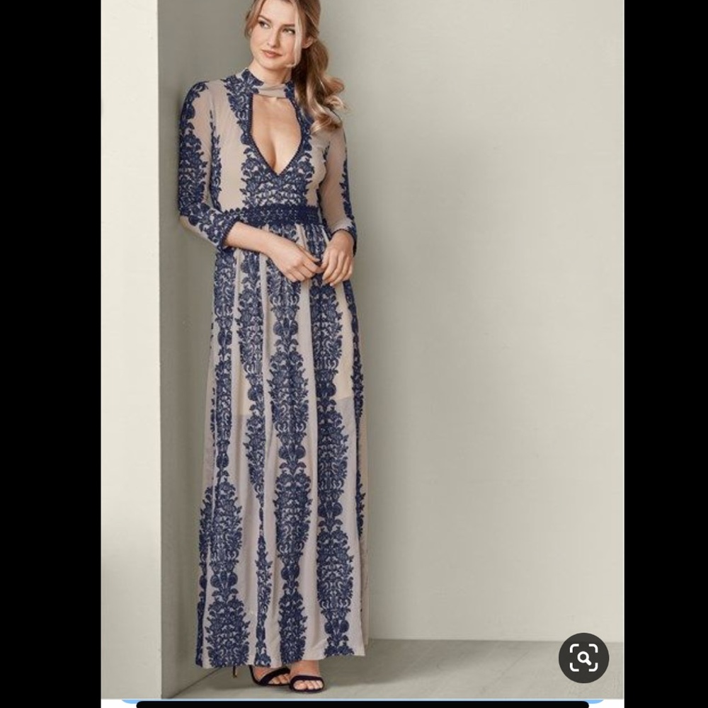 Gorgeous PLUNGING EMBROIDERD DRESS